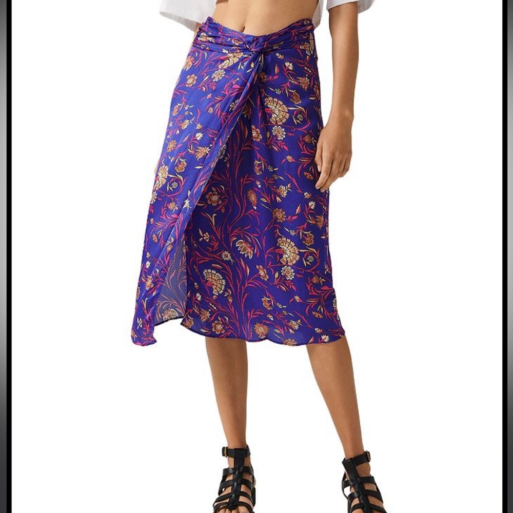 Ba&sh Jupe Corso Faux Wrap Skirt Blue